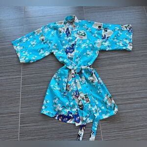 Floral Kimono Robe in Blue size medium